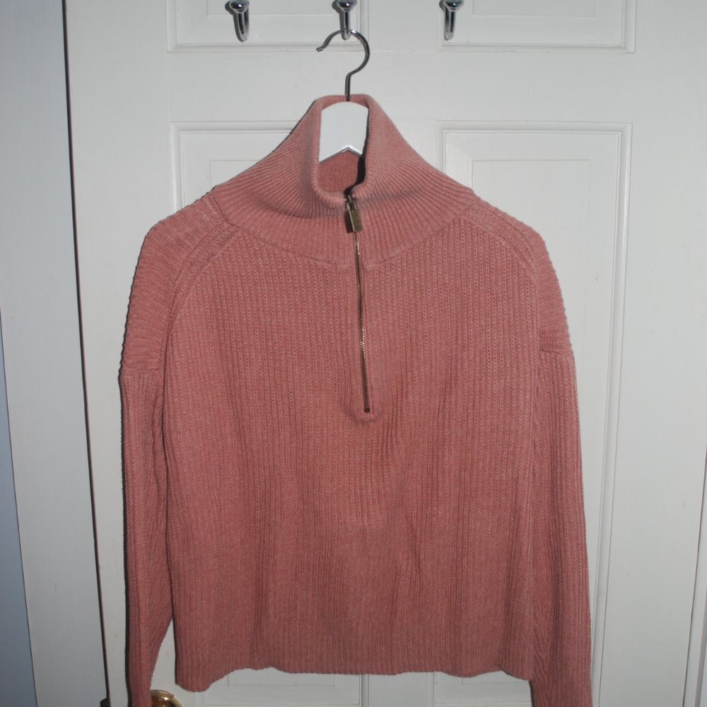 Rachel Zoe Sweater Womens Small Soft Pink Quarter Zip